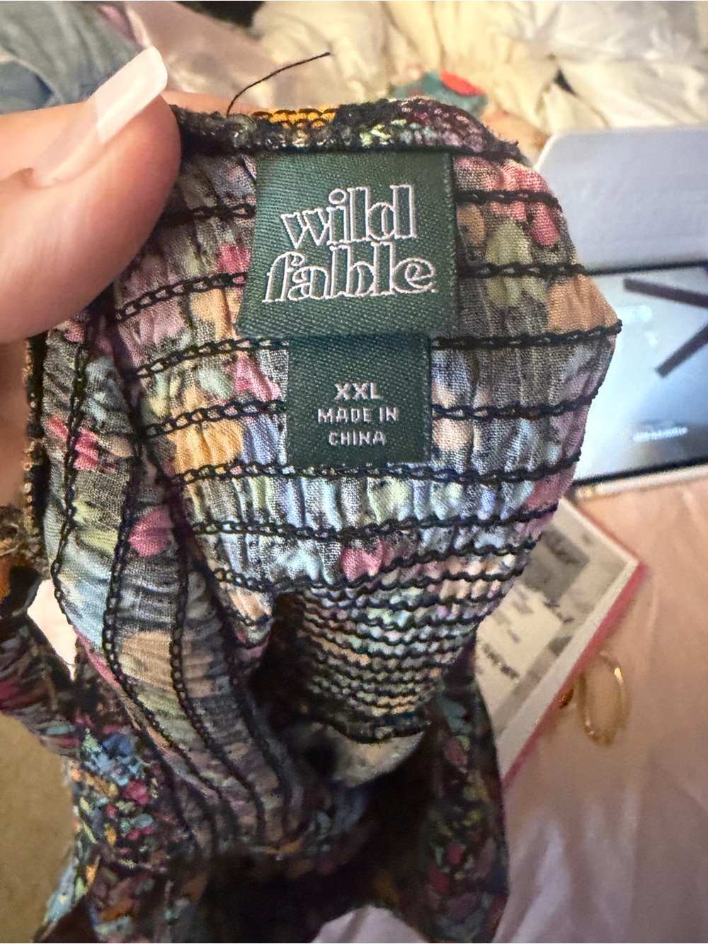 Floral Button-Front Romper in Black with Multicolor Flowers. Faded Glory - Picture 7 of 7
